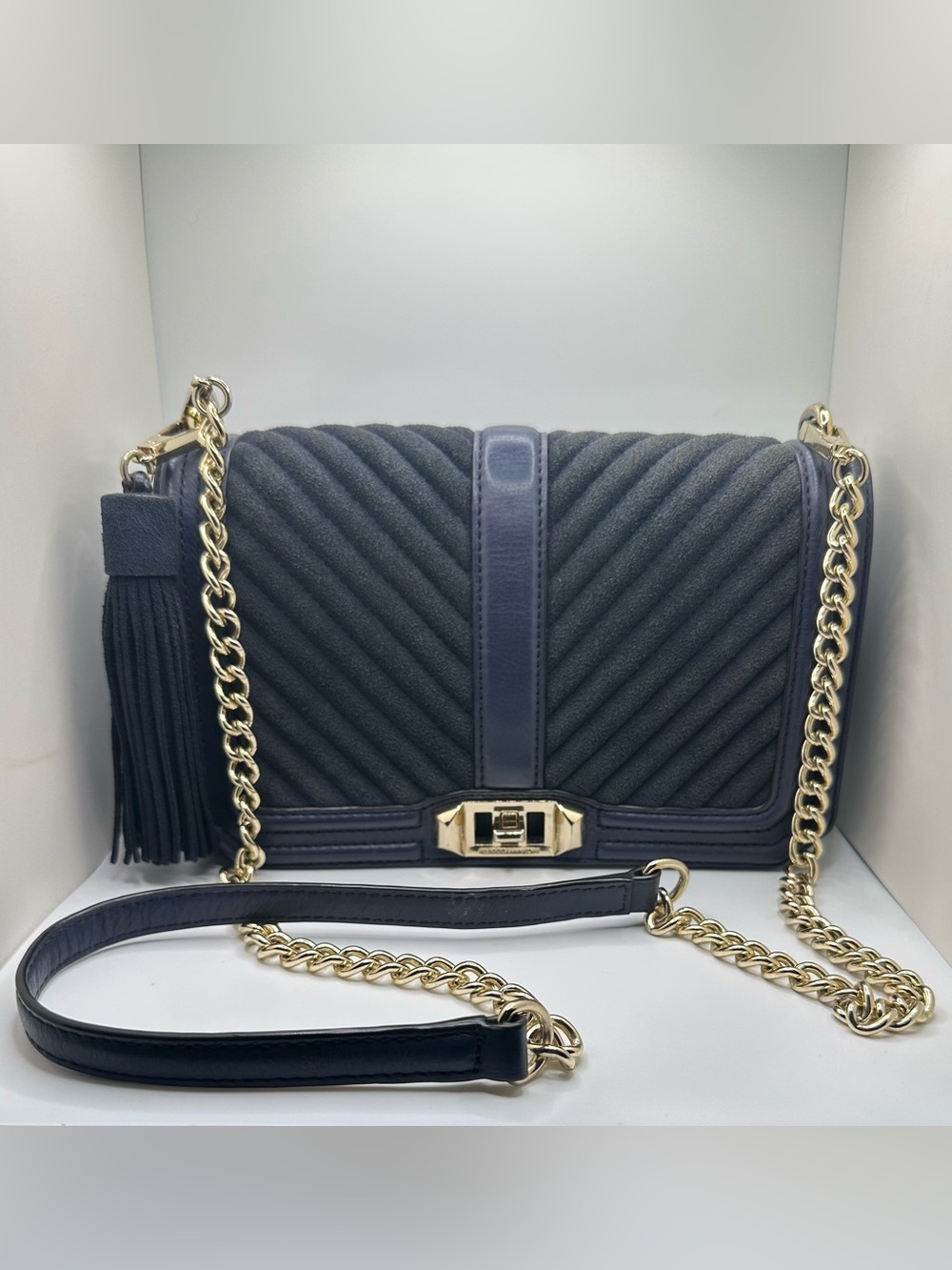 Rebecca Minkoff Chevron Quilted Love Crossbody Bag in Moon